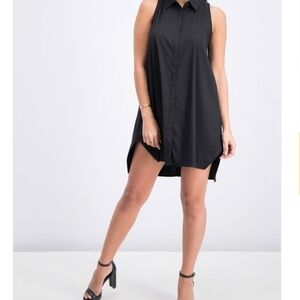 Alfani Collared Shirtdress Deep Black Cotton Dress, Size 4 (fits size 6)